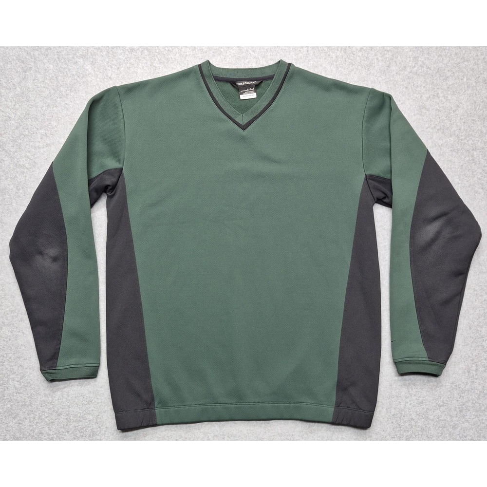 Nike Golf Therma-Fit Sweater Mens M Green Black Colorblock Performance Pullover